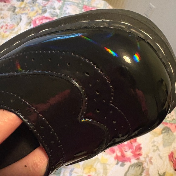 T.U.K. Brogue Mary Jane Shoes with oil slick/rainbow look - Picture 5 of 6